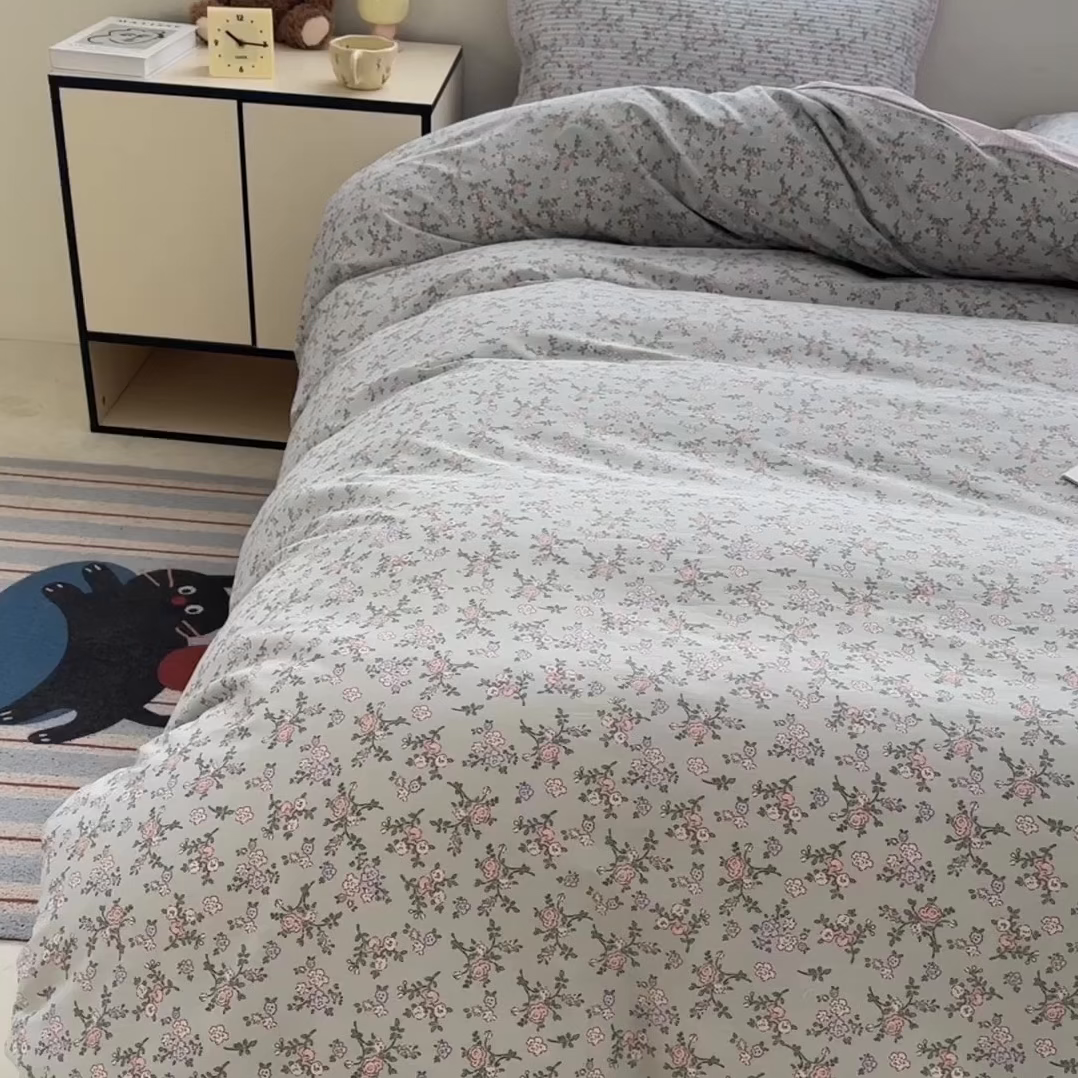 91家纺网 家纺一手货源 找家纺 橙子家居 2025新款双面全棉纯棉13372印花棉花床盖四件套-第二批 雅璐