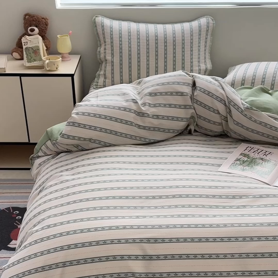 91家纺网 家纺一手货源 找家纺 橙子家居 2025新款双面全棉纯棉13372印花棉花床盖四件套-第二批 悦凡