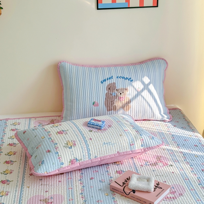 91家纺网 家纺一手货源 找家纺 橙子家居 2025新款双面纯棉夹层新疆棉花数码印花床盖四件套-第一批 花兔