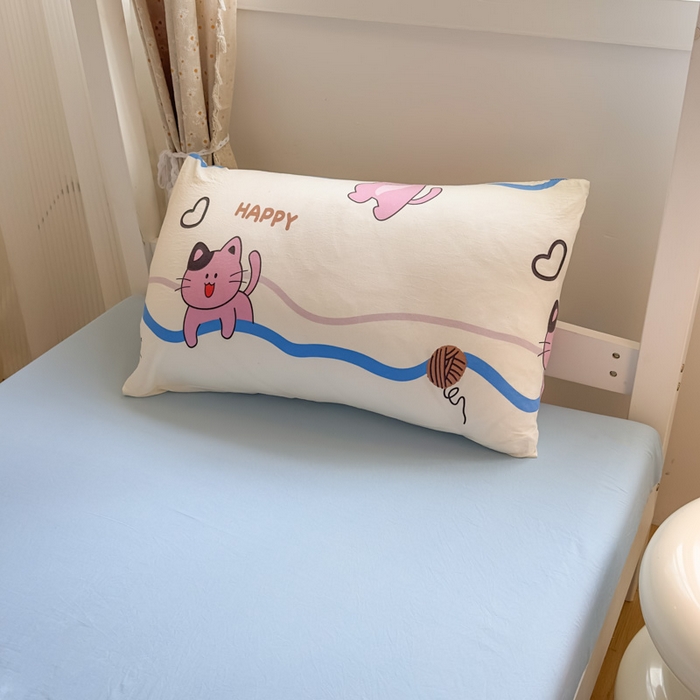 91家纺网 家纺一手货源 找家纺 港岛妹妹 2025新款云朵水洗工艺学生床宿舍上下铺三件套 线条喵