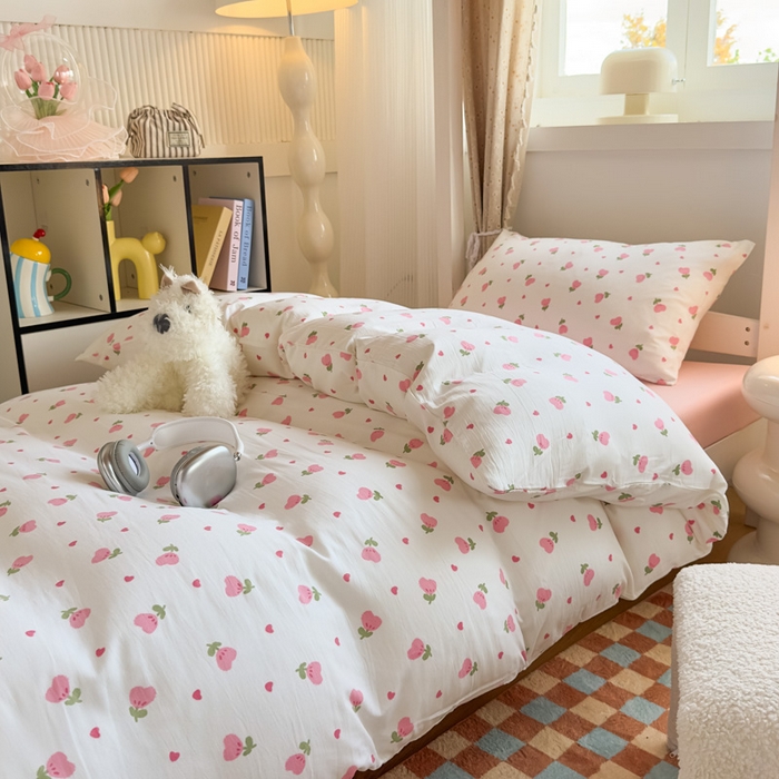 91家纺网 家纺一手货源 找家纺 港岛妹妹 2025新款云朵水洗工艺学生床宿舍上下铺三件套 小幸运