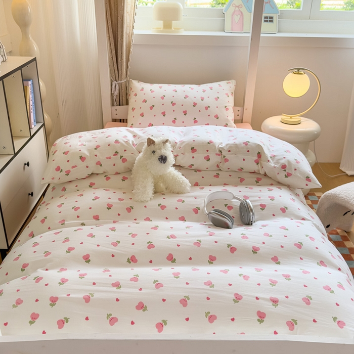 91家纺网 家纺一手货源 找家纺 港岛妹妹 2025新款云朵水洗工艺学生床宿舍上下铺三件套 小幸运