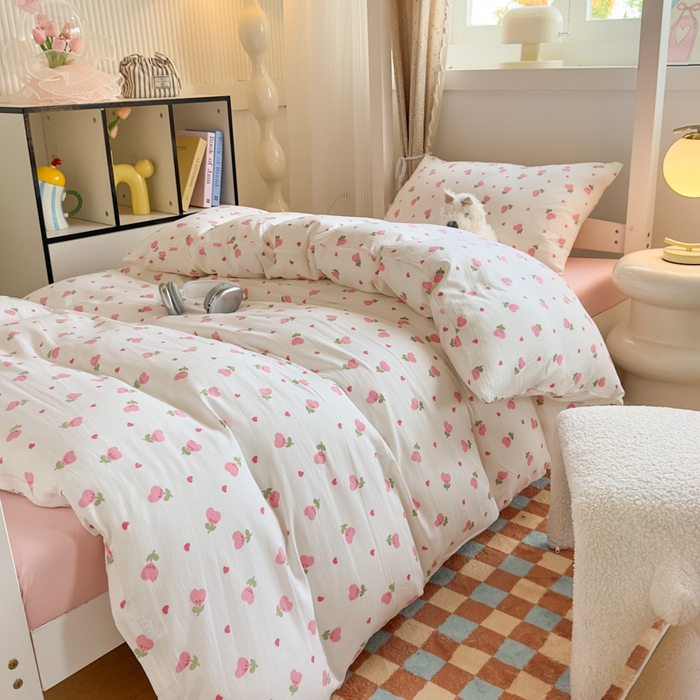 91家纺网 家纺一手货源 找家纺 港岛妹妹 2025新款云朵水洗工艺学生床宿舍上下铺三件套 小幸运