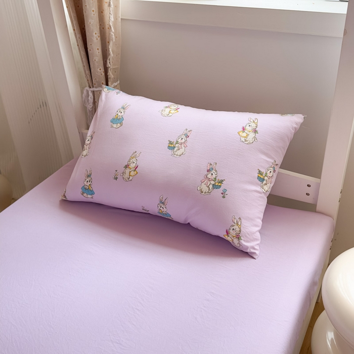 91家纺网 家纺一手货源 找家纺 港岛妹妹 2025新款云朵水洗工艺学生床宿舍上下铺三件套 星黛兔