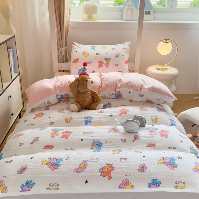 91家纺网 家纺一手货源 找家纺 港岛妹妹 2025新款云朵水洗工艺学生床宿舍上下铺三件套 音乐会