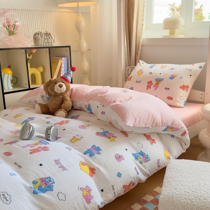 91家纺网 家纺一手货源 找家纺 港岛妹妹 2025新款云朵水洗工艺学生床宿舍上下铺三件套 音乐会