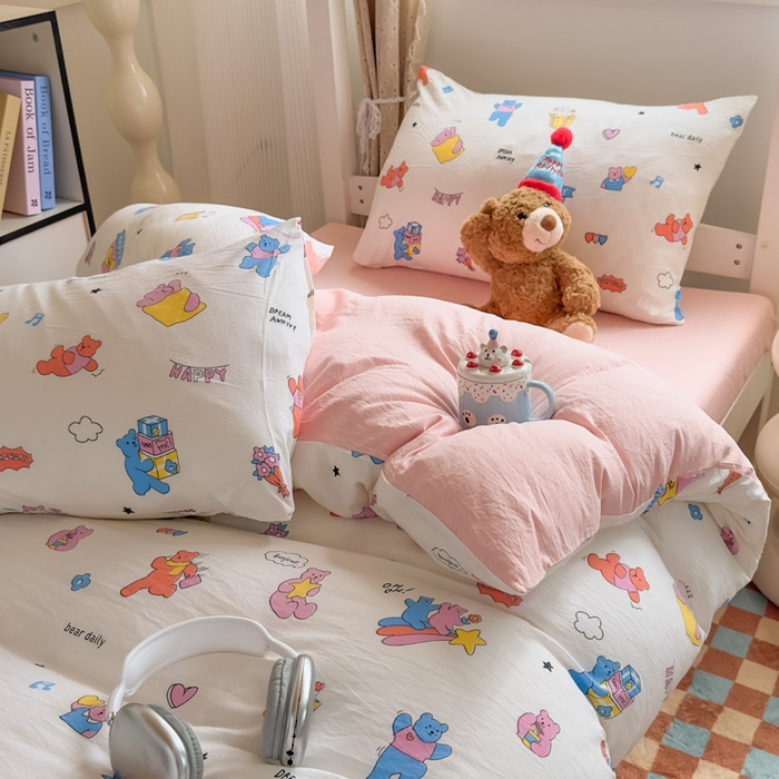 91家纺网 家纺一手货源 找家纺 港岛妹妹 2025新款云朵水洗工艺学生床宿舍上下铺三件套 音乐会