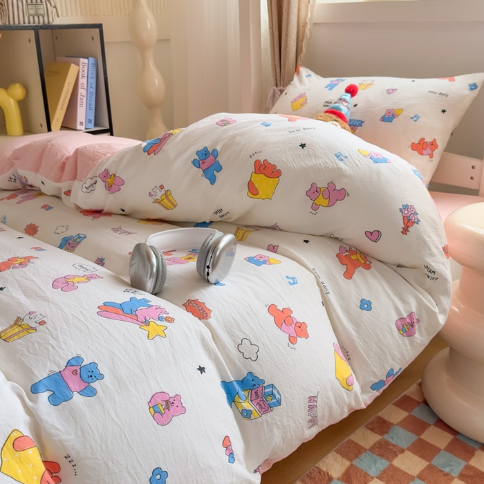 91家纺网 家纺一手货源 找家纺 港岛妹妹 2025新款云朵水洗工艺学生床宿舍上下铺三件套 音乐会