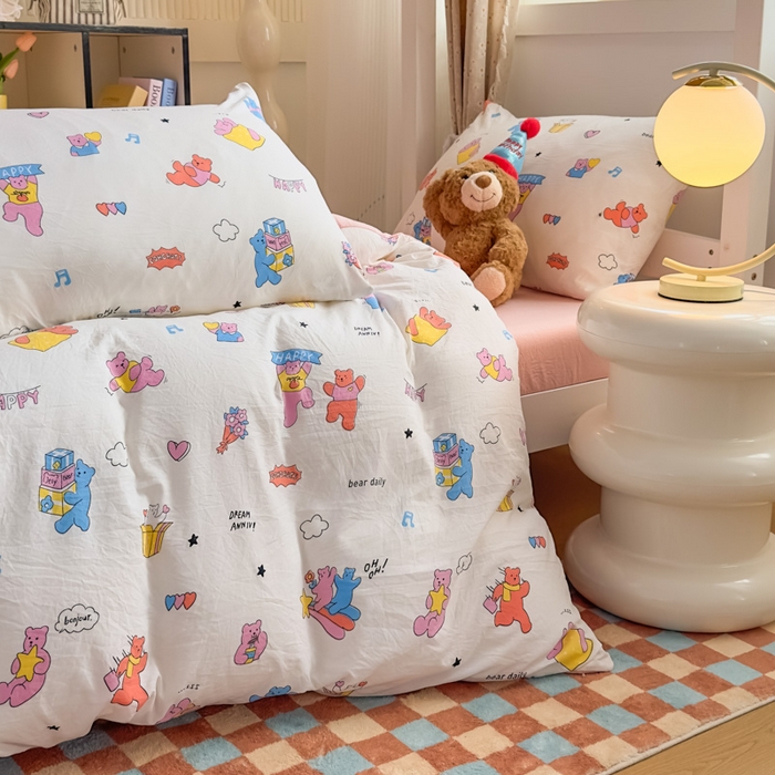 91家纺网 家纺一手货源 找家纺 港岛妹妹 2025新款云朵水洗工艺学生床宿舍上下铺三件套 音乐会