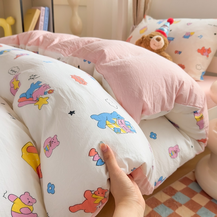 91家纺网 家纺一手货源 找家纺 港岛妹妹 2025新款云朵水洗工艺学生床宿舍上下铺三件套 音乐会