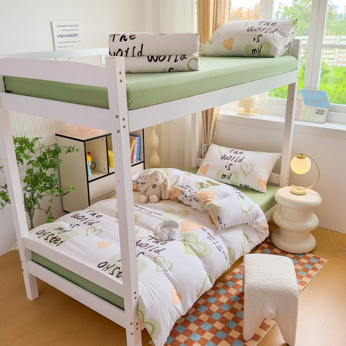 港岛妹妹 2025新款云朵水洗工艺学生床宿舍上下铺三件套 遇见浪漫