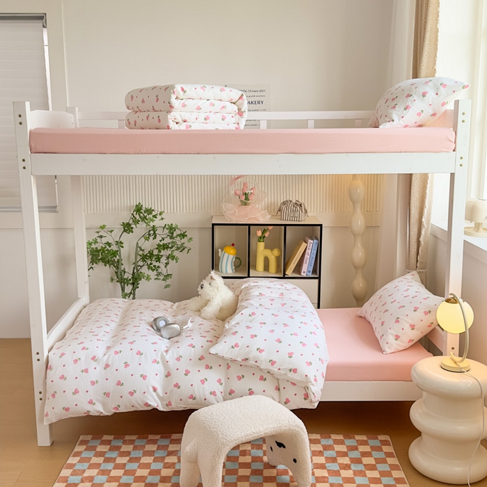 91家纺网 家纺一手货源 找家纺 海岛哥哥 2025新款云朵水洗棉学生床宿舍上下铺三件套 小幸运