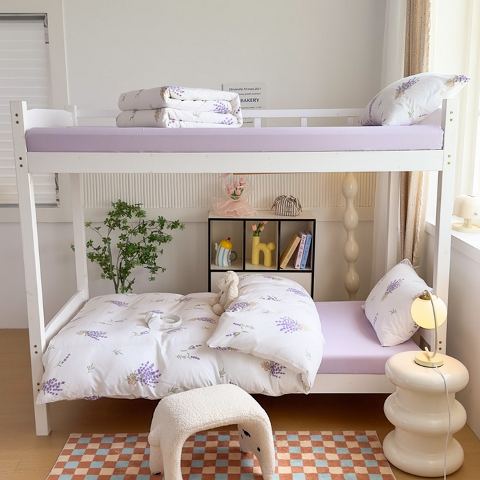 91家纺网 家纺一手货源 找家纺 港岛妹妹 2025新款云朵水洗工艺学生床宿舍上下铺三件套 紫韵