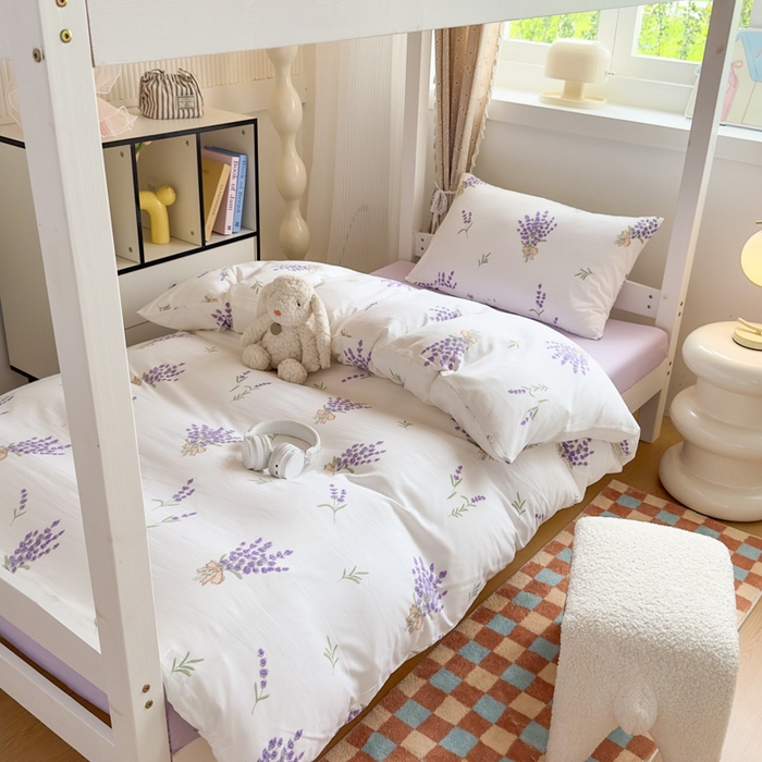 91家纺网 家纺一手货源 找家纺 港岛妹妹 2025新款云朵水洗工艺学生床宿舍上下铺三件套 紫韵