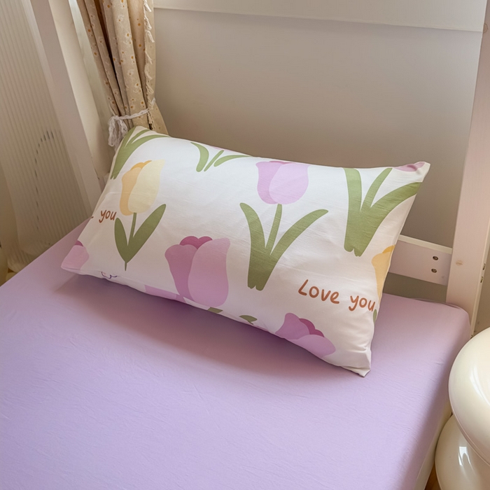 91家纺网 家纺一手货源 找家纺 海岛哥哥 2025新款云朵水洗棉学生床宿舍上下铺三件套 郁金香紫