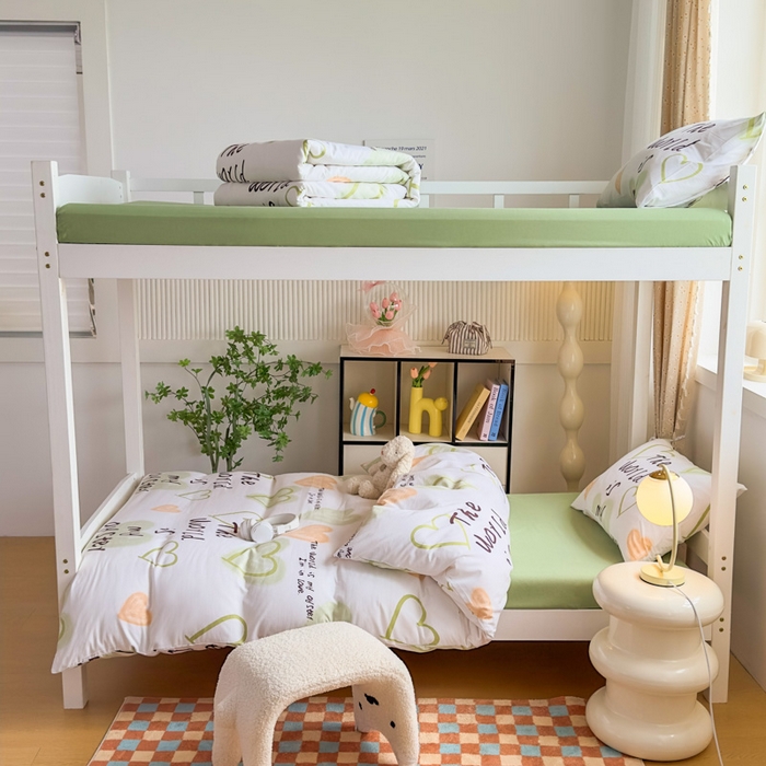 91家纺网 家纺一手货源 找家纺 海岛哥哥 2025新款云朵水洗棉学生床宿舍上下铺三件套 遇见浪漫