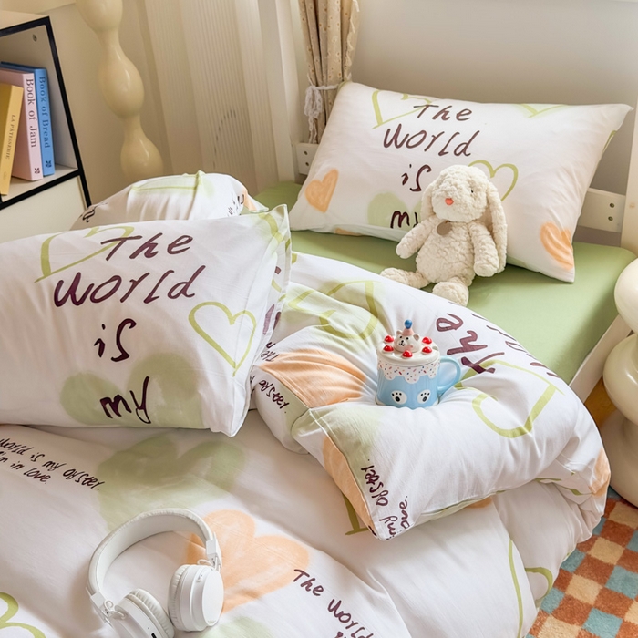 91家纺网 家纺一手货源 找家纺 海岛哥哥 2025新款云朵水洗棉学生床宿舍上下铺三件套 遇见浪漫