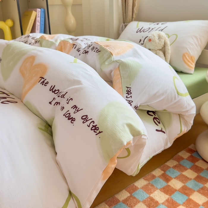 91家纺网 家纺一手货源 找家纺 海岛哥哥 2025新款云朵水洗棉学生床宿舍上下铺三件套 遇见浪漫