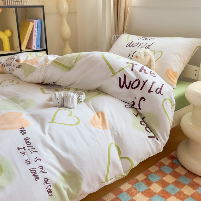 91家纺网 家纺一手货源 找家纺 海岛哥哥 2025新款云朵水洗棉学生床宿舍上下铺三件套 遇见浪漫