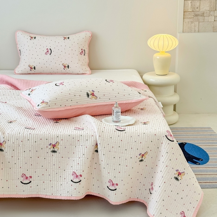 91家纺网 家纺一手货源 找家纺 （总）橙子家居 2025新款双面全棉纯棉砂洗夹棉床盖三件套