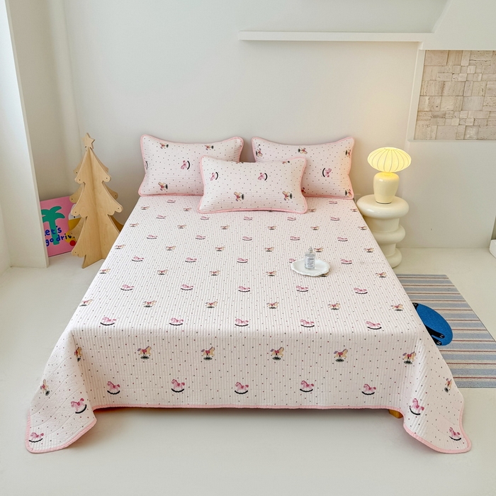 91家纺网 家纺一手货源 找家纺 （总）橙子家居 2025新款双面全棉纯棉砂洗夹棉床盖三件套