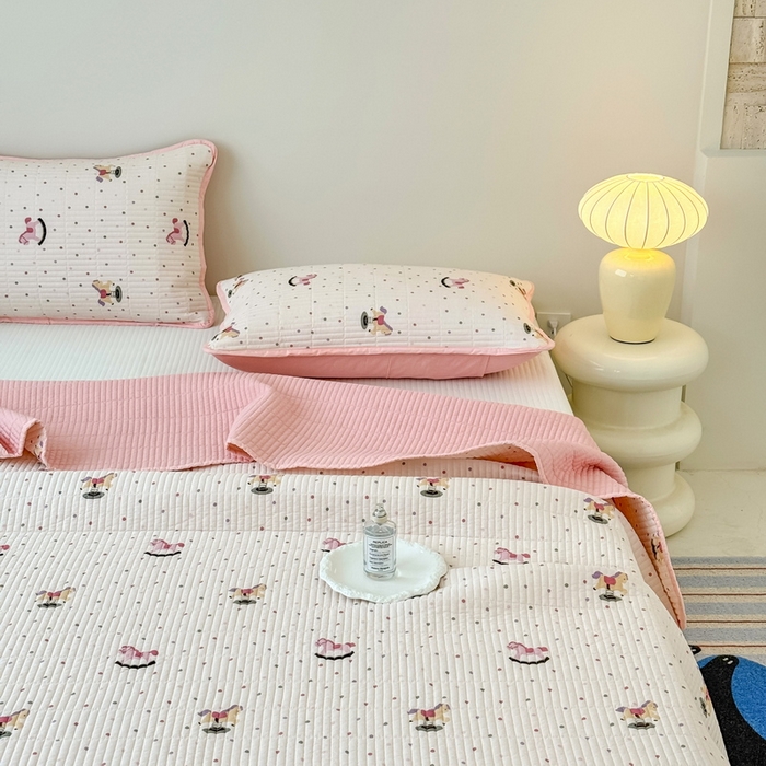 91家纺网 家纺一手货源 找家纺 （总）橙子家居 2025新款双面全棉纯棉砂洗夹棉床盖三件套