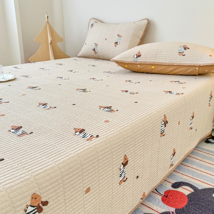 91家纺网 家纺一手货源 找家纺 （总）橙子家居 2025新款双面全棉纯棉砂洗夹棉床盖三件套