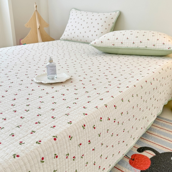 91家纺网 家纺一手货源 找家纺 （总）橙子家居 2025新款双面全棉纯棉砂洗夹棉床盖三件套