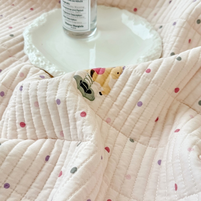 91家纺网 家纺一手货源 找家纺 橙子家居 2025新款双面全棉纯棉砂洗夹棉床盖三件套 粉木马