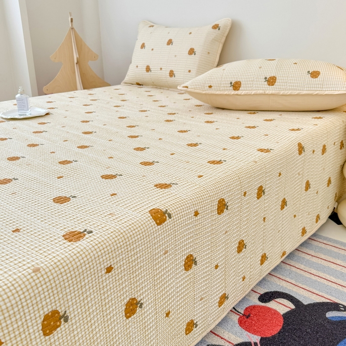 91家纺网 家纺一手货源 找家纺 （总）橙子家居 2025新款双面全棉纯棉砂洗夹棉床盖三件套