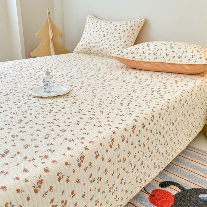 91家纺网 家纺一手货源 找家纺 （总）橙子家居 2025新款双面全棉纯棉砂洗夹棉床盖三件套