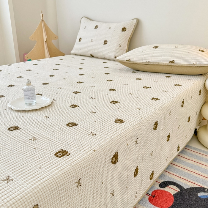 91家纺网 家纺一手货源 找家纺 （总）橙子家居 2025新款双面全棉纯棉砂洗夹棉床盖三件套