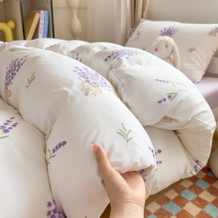 91家纺网 家纺一手货源 找家纺 海岛哥哥 2025新款云朵水洗棉学生床宿舍上下铺三件套 紫韵