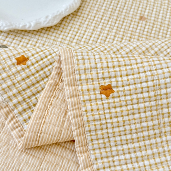 91家纺网 家纺一手货源 找家纺 橙子家居 2025新款双面全棉纯棉砂洗夹棉床盖三件套 甜心南瓜