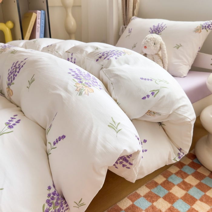 91家纺网 家纺一手货源 找家纺 海岛哥哥 2025新款云朵水洗棉学生床宿舍上下铺三件套 紫韵