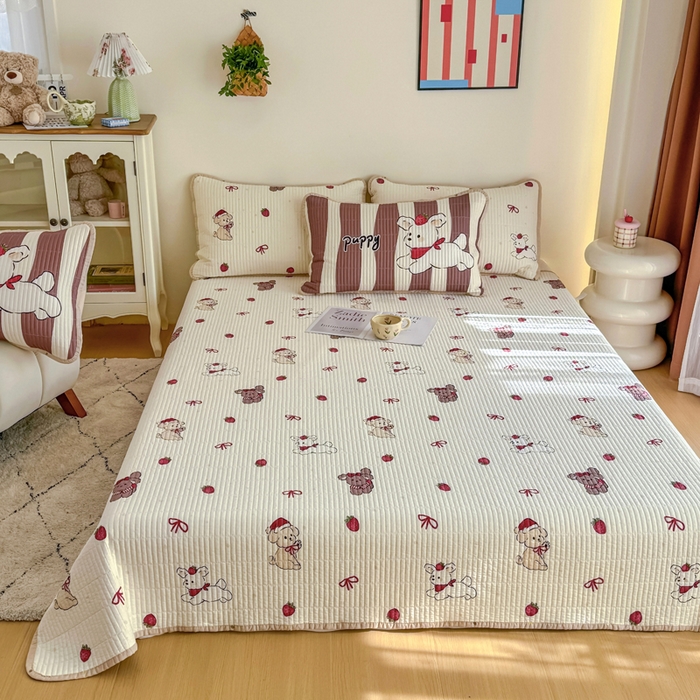 91家纺网 家纺一手货源 找家纺 橙子家居 2025新款双面纯棉夹层新疆棉花数码印花床盖四件套-第一批 兔兔熊