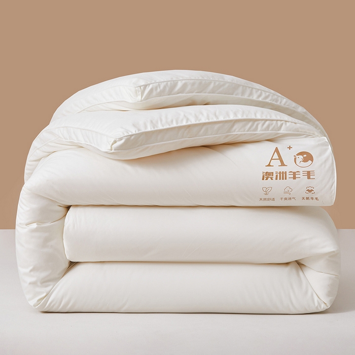 91家纺网 家纺一手货源 找家纺 帕芬鸟家纺 2025新款澳洲羊毛被被子被芯填充51%进口澳洲羊毛 糯米白