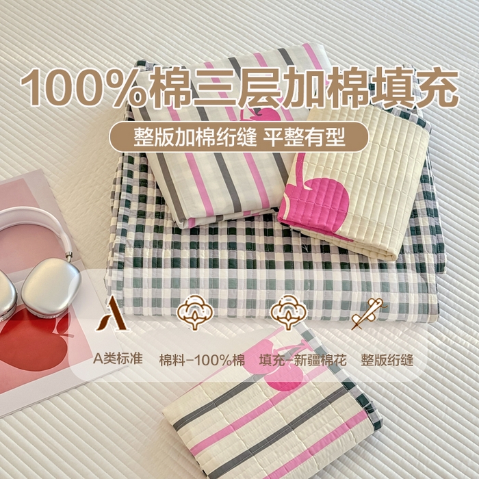 橙子家居 2025新款双面纯棉夹层新疆棉花数码印花床盖四件套-第一批 樱为有你