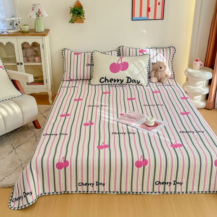 91家纺网 家纺一手货源 找家纺 橙子家居 2025新款双面纯棉夹层新疆棉花数码印花床盖四件套-第一批 樱为有你