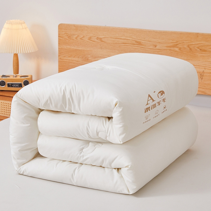 91家纺网 家纺一手货源 找家纺 帕芬鸟家纺 2025新款澳洲羊毛被被子被芯填充51%进口澳洲羊毛 糯米白