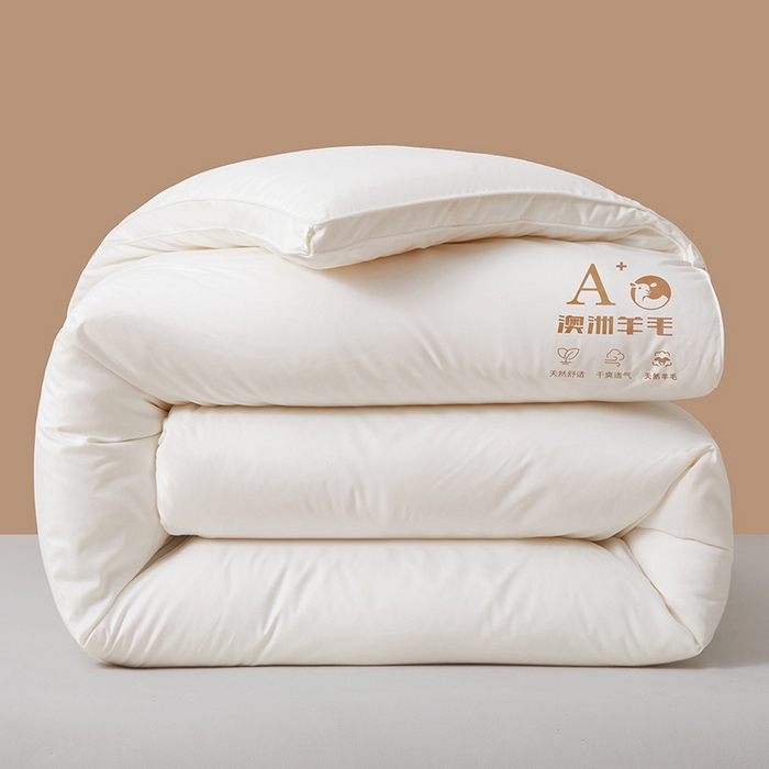 91家纺网 家纺一手货源 找家纺 帕芬鸟家纺 2025新款澳洲羊毛被被子被芯填充51%进口澳洲羊毛 糯米白
