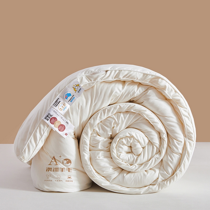 91家纺网 家纺一手货源 找家纺 帕芬鸟家纺 2025新款澳洲羊毛被被子被芯填充51%进口澳洲羊毛 糯米白