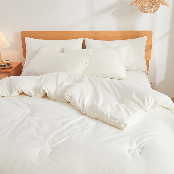 91家纺网 家纺一手货源 找家纺 帕芬鸟家纺 2025新款澳洲羊毛被被子被芯填充51%进口澳洲羊毛 糯米白