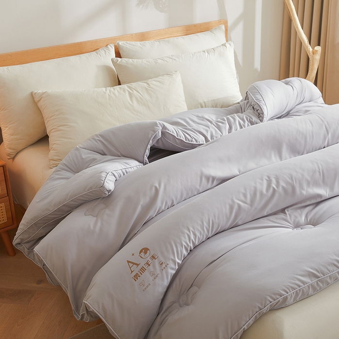 91家纺网 家纺一手货源 找家纺 帕芬鸟家纺 2025新款澳洲羊毛被被子被芯填充51%进口澳洲羊毛 星云灰