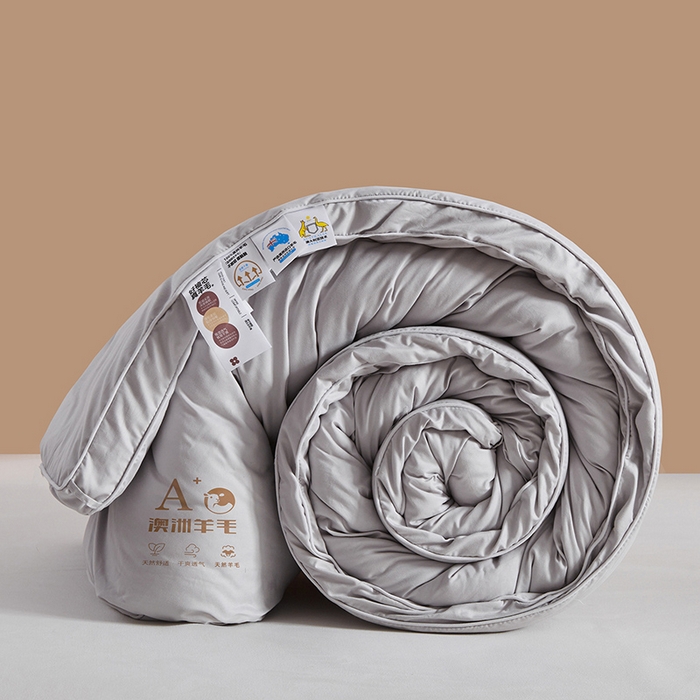 91家纺网 家纺一手货源 找家纺 帕芬鸟家纺 2025新款澳洲羊毛被被子被芯填充51%进口澳洲羊毛 星云灰