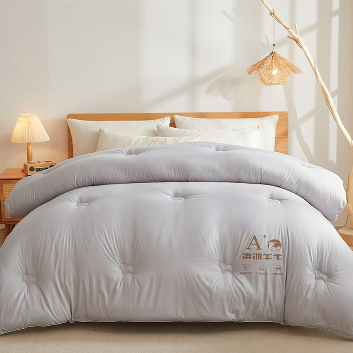91家纺网 家纺一手货源 找家纺 帕芬鸟家纺 2025新款澳洲羊毛被被子被芯填充51%进口澳洲羊毛 星云灰
