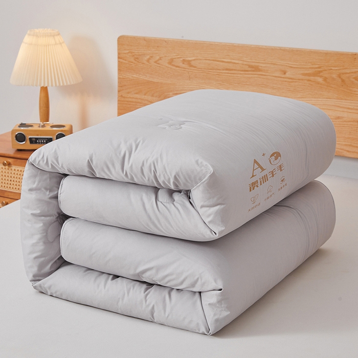 91家纺网 家纺一手货源 找家纺 帕芬鸟家纺 2025新款澳洲羊毛被被子被芯填充51%进口澳洲羊毛 星云灰