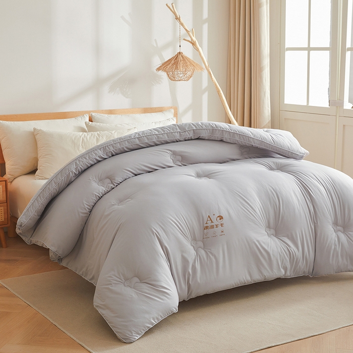 91家纺网 家纺一手货源 找家纺 帕芬鸟家纺 2025新款澳洲羊毛被被子被芯填充51%进口澳洲羊毛 星云灰