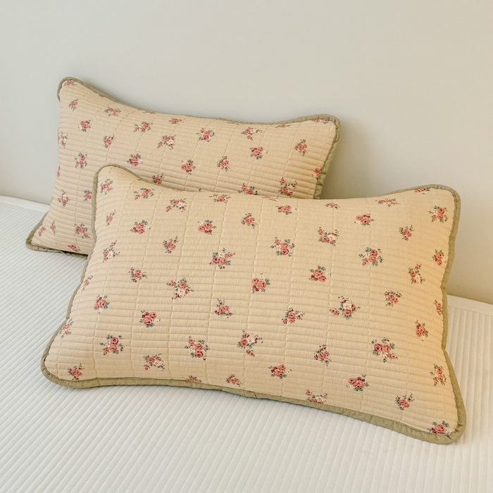 91家纺网 家纺一手货源 找家纺 橙子家居 2025新款双面全棉纯棉砂洗夹棉床盖三件套 贝丽花都