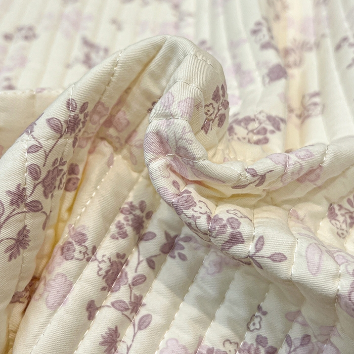 91家纺网 家纺一手货源 找家纺 橙子家居 2025年新款小清新全棉高温砂洗棉花床盖四件套跑量款床盖单面纯棉 春风里-紫